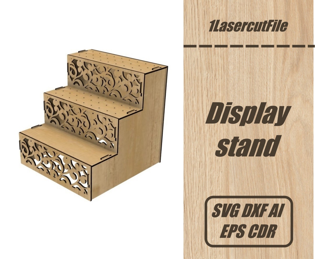 Laser Cut Display Stand Svg File Wooden Display Stand Vector Template