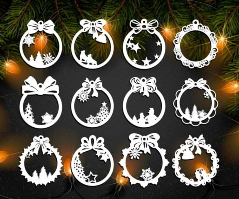 Boules de Noël découpées au laser ornements svg bundle Etsy France