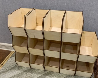 Organizador de escritorio de madera cortado con láser Contenedores de almacenamiento Caja con cajón Archivo CDR svg ai vector plan láser cnc patrón plantilla de modelo de corte láser