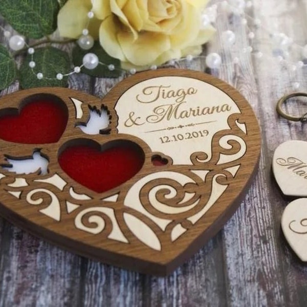 Modèle svg de boîte à alliances découpé au laser Glowforge, boîte à bagues en bois svg cricut, boîte à bagues à bijoux en bois, vecteur cnc dxf, plan de coupe en téléchargement numérique