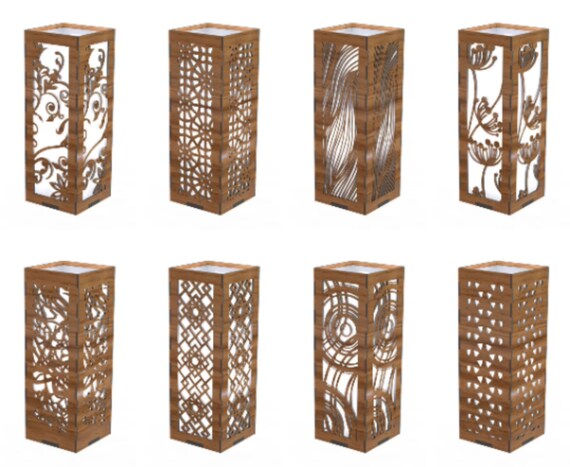 Laser Cut Table Lamps Bundle Svg Files Glowforge Lamp Svg Cnc
