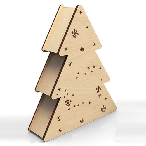 Laser Cut Wooden Christmas Tree Gift Box Svg Template Box Dxf - Etsy