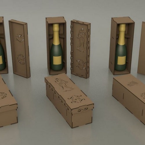 Laser Cut Wooden Wine Gift Box Svg Bottle Gift Wine Etsy