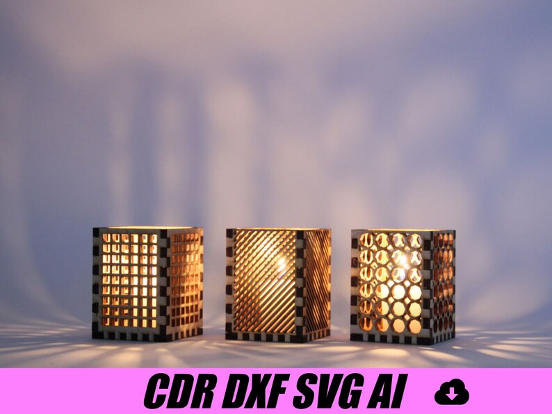 Candle Holder Svg Bundle Laser Cut Files Lamp DXF Etsy