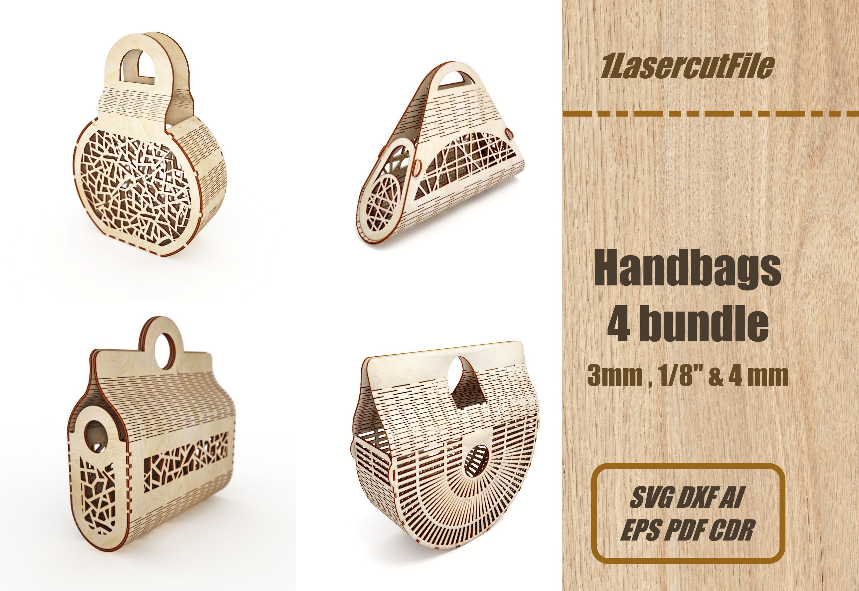 Laser Cut Handbag Bundle Svg File Clutch Laser Cut Etsy UK