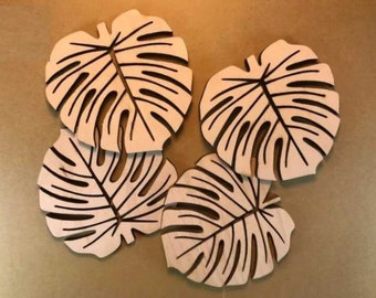 Laser cut monstera coasters svg file Glowforge monstera leaf svg template monstera vector ornament cdr dxf ai laser cut plan cnc pattern