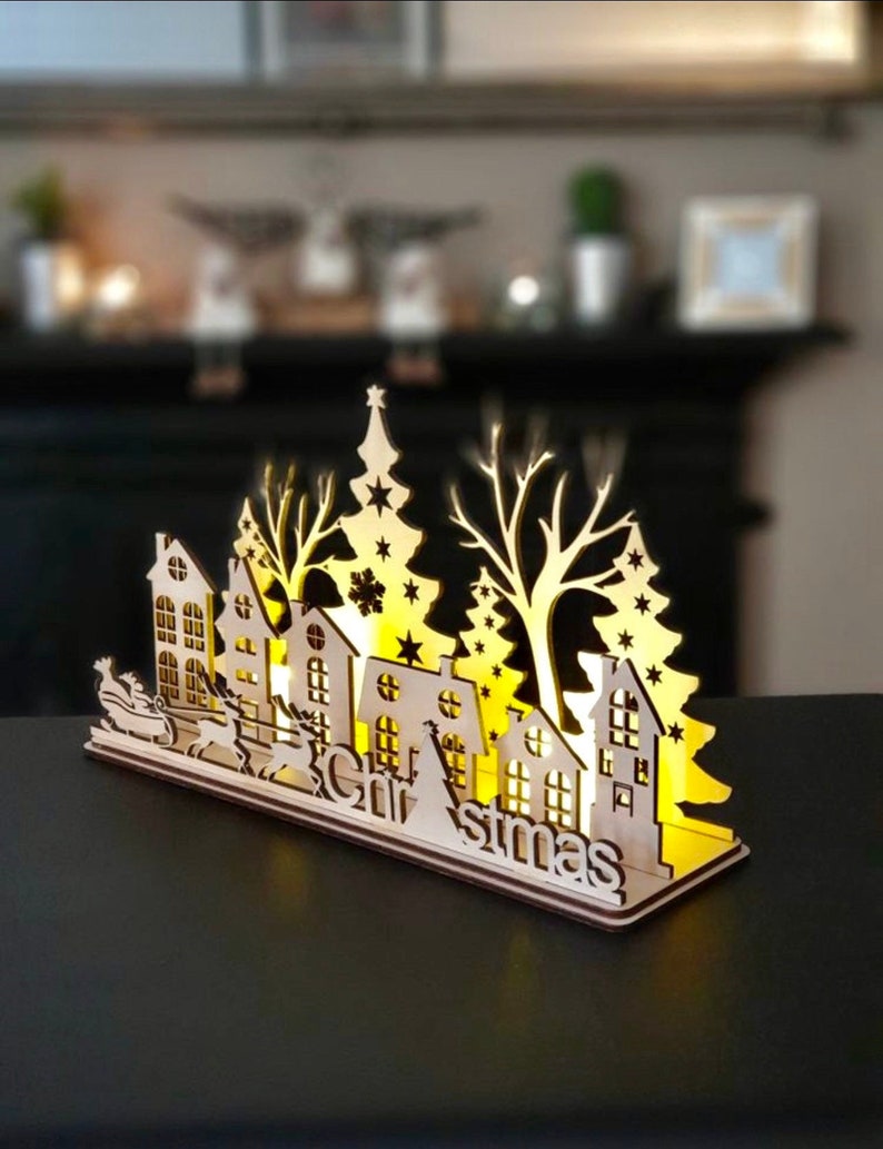 Laser Cut Christmas Santa Reindeer Table Decoration Svg Etsy