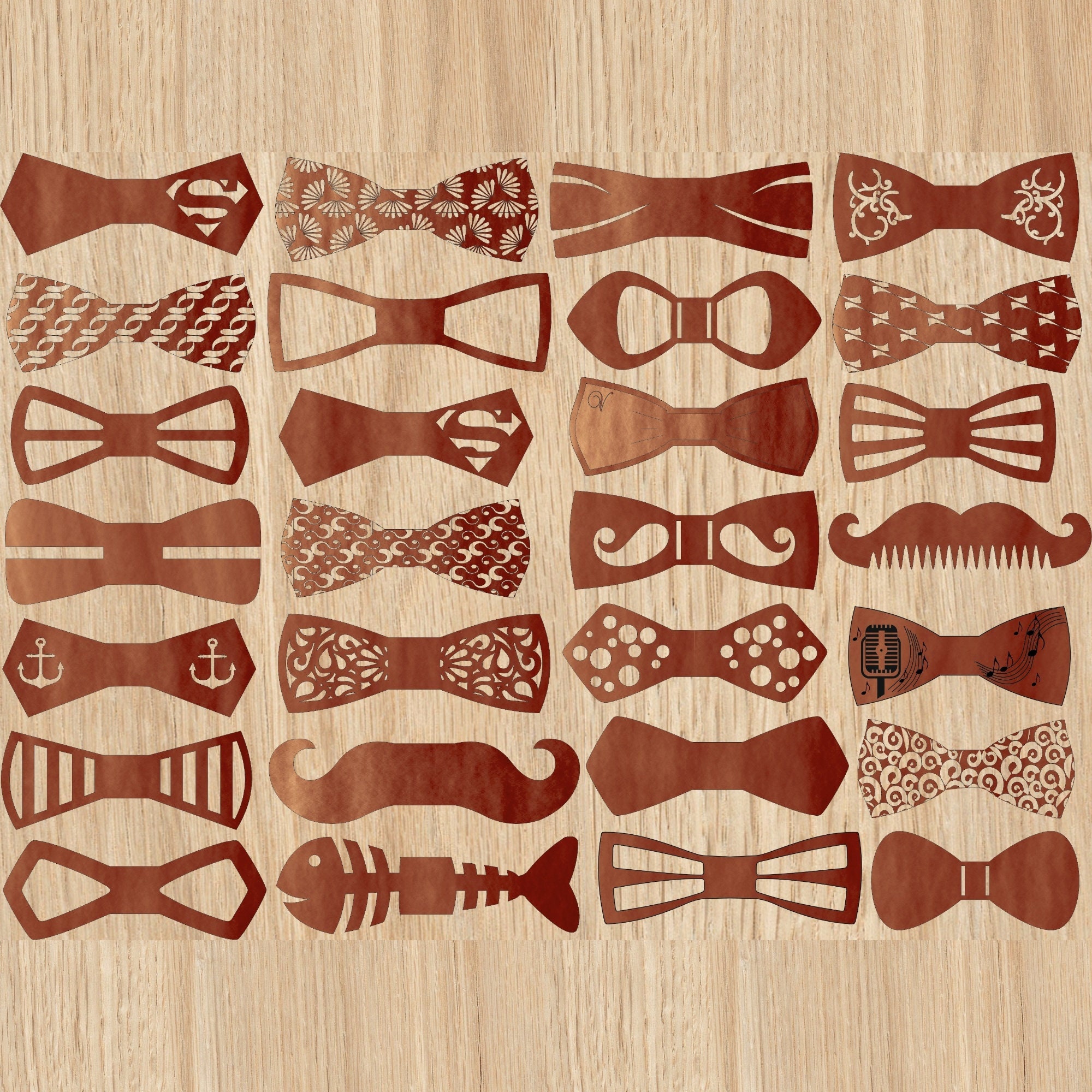 Laser Cut Men Wooden Bowties Bundle 62 Svg Template Glowforge - Etsy