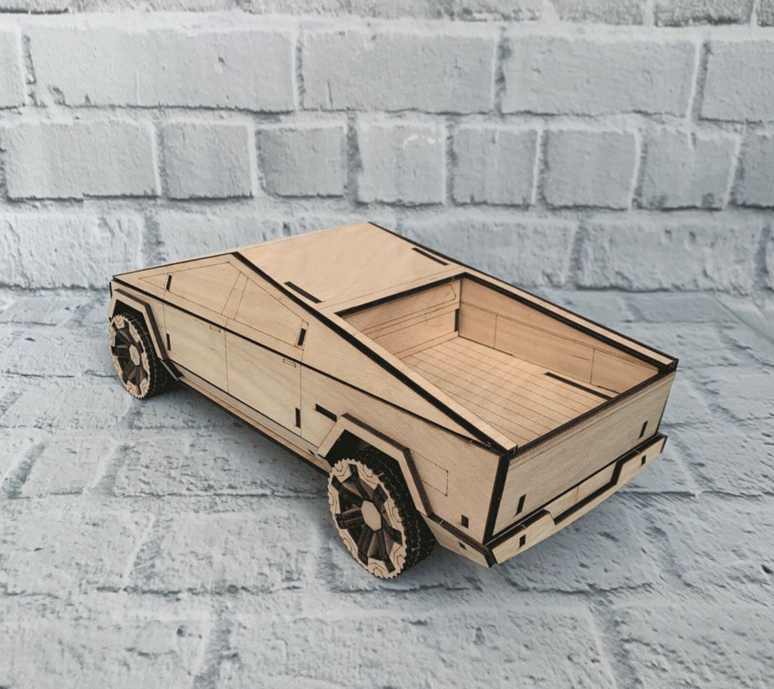 Corte láser de madera tesla cybertruck 3D puzzle svg 3mm Etsy México