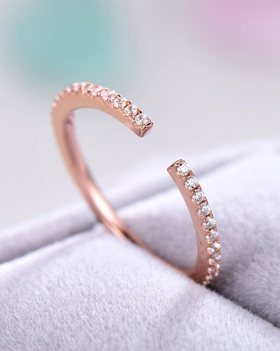 Eternity Ring Band Ring Sterling Silver pave ring Rose Gold Plated Ring