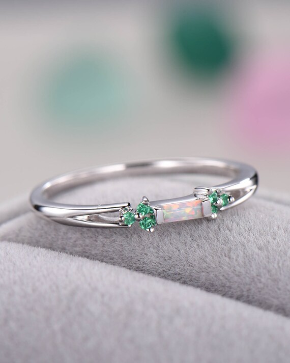 emerald and opal wedding ring