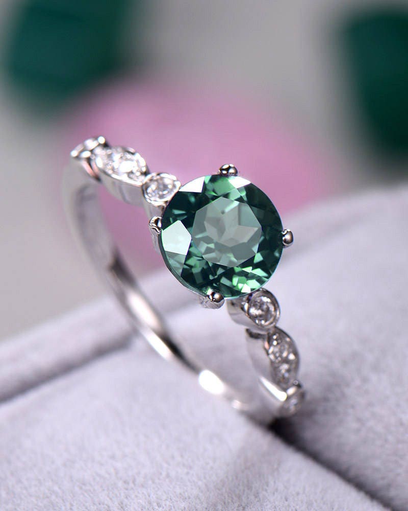 Alexandrite Wedding Ring Color Change 925 Sterling Silver 14k - Etsy