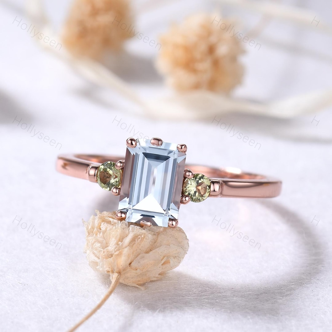 Ivy Peridot Aquamarine Gold Vermeil Ring