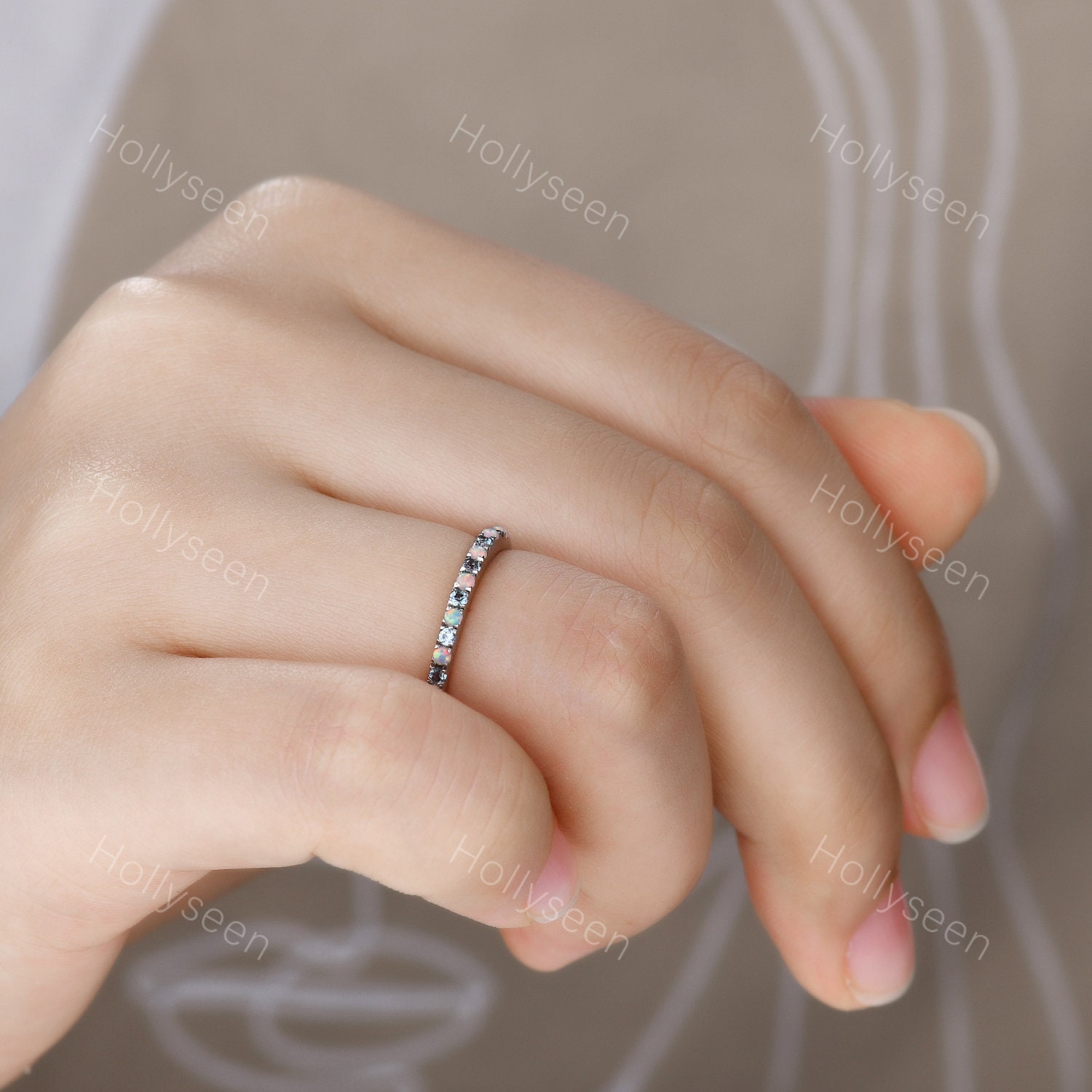 Anello Vittoriano In Argento 925 Con Opale E Alessandrite Simulata 6,5 Ct - Stile Antico - Foto 2