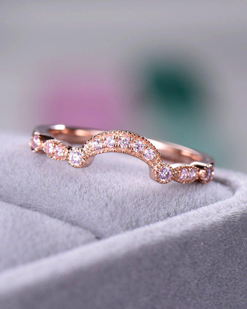 14k Rose Gold CZ Diamond Marquise Wedding Band Cubic Zirconia Engagement Ring Eternity Matching Jewelry 14k Rose Gold CZ Diamond Marquise Wedding Band Cubic Zirconia Engagement Ring Eternity Matching Jewelry