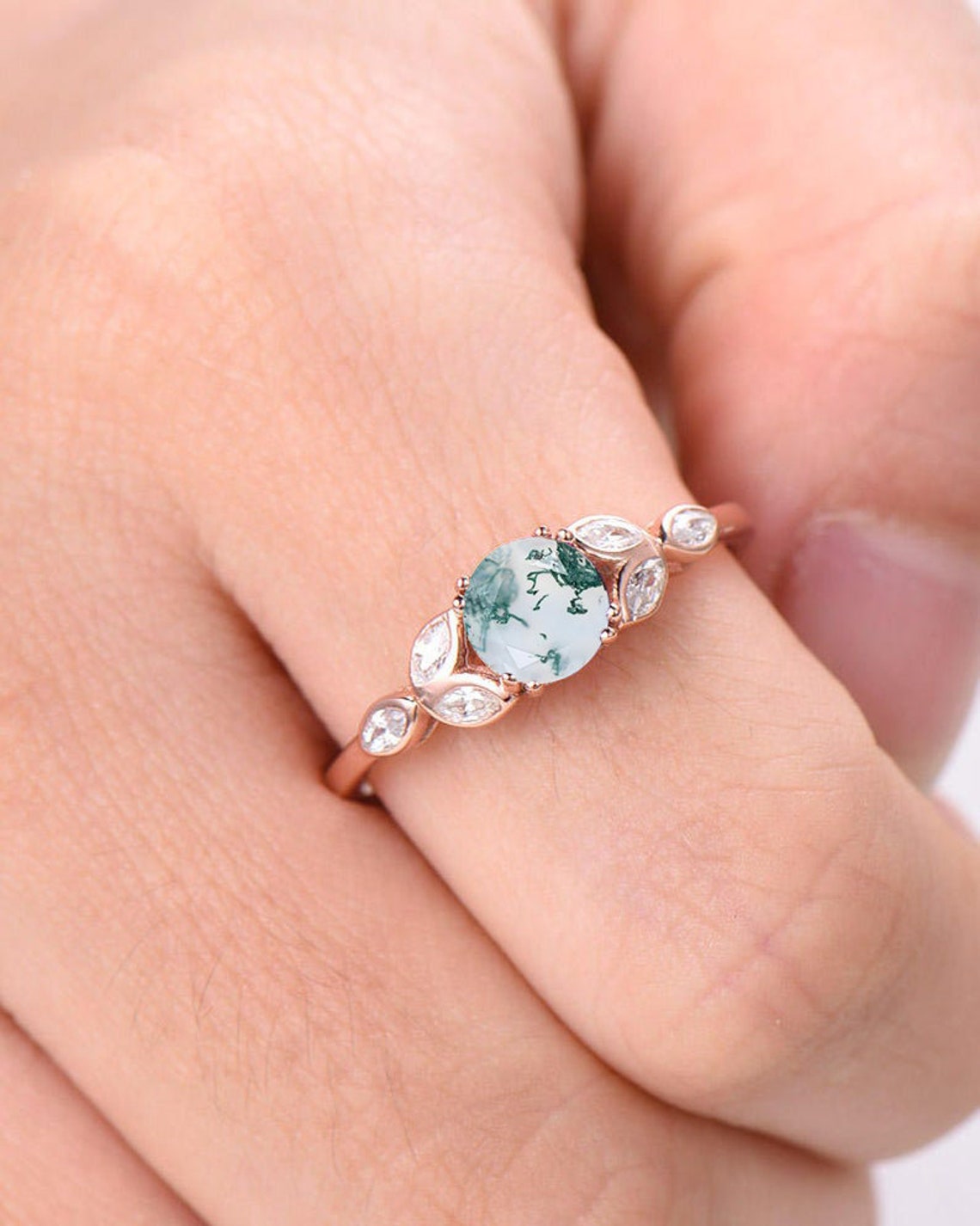 Moss Agate Engagement Ring Sterling Silver 14k Rose Gold Etsy Moss Agate Engagement Ring Sterling Silver 14k Rose Gold Etsy