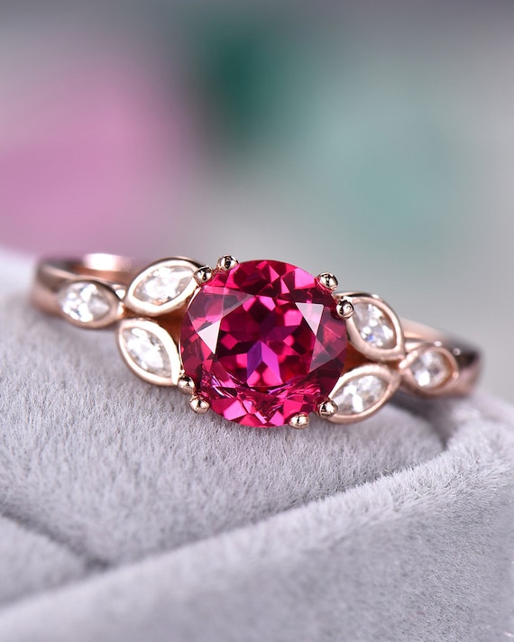 Princess Cut Floating Marquise Accent Ruby Engagement Ring In 18K White  Gold | Fascinating Diamonds