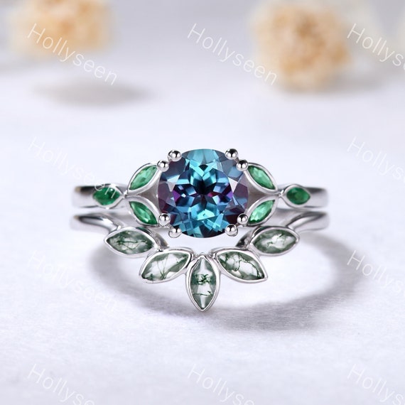 ヴィンテージ ラウンド エヴァ アレキサンドライト エンゲージリング