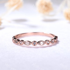 Eva Alexandrit Ehering 14k Rose Gold Farbwechsel Alexandrit Stapelring Vintage Marquise Brautring Ring für Frauen