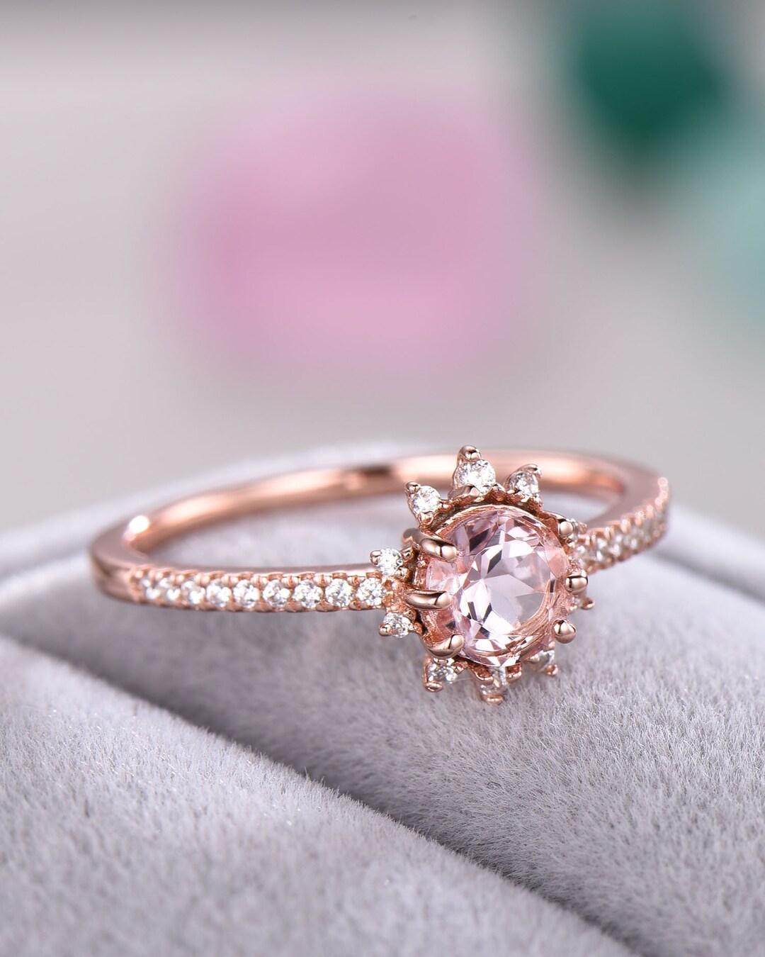 Natural Pink Morganite Engagement Ring Sterling Silver 14k CZ - Etsy