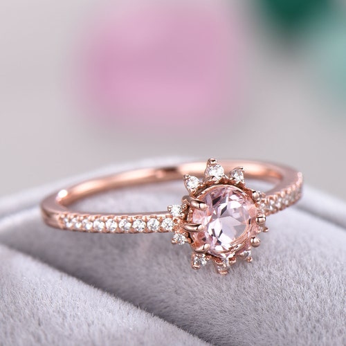 Natural Pink Morganite Engagement Ring Sterling Silver 14k CZ - Etsy