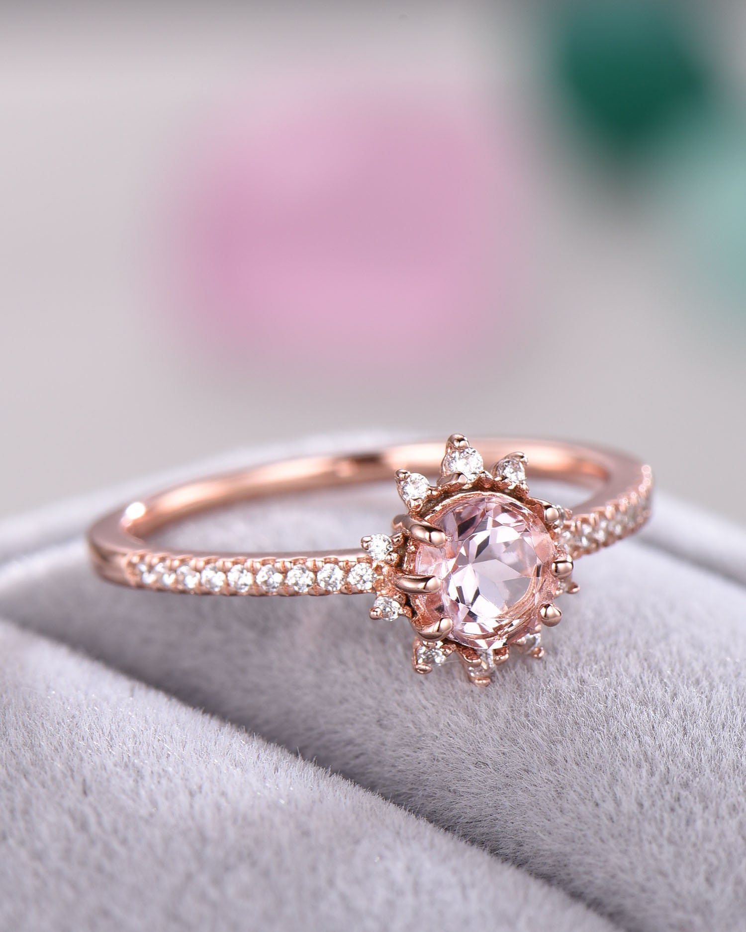 Natural Pink Morganite Engagement Ring Sterling Silver 14k CZ | Etsy