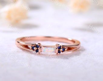 FT-Ring Beautiful Blue Fire Opal Sapphire Jewelry Ring For Women Engagement Wedding Bridal Rings