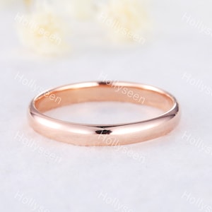 Plain Gold Band Rose Gold Wedding Ring Minimalist Silver 14k Engagement Ring 3mm Women Simple Stackable Matching Band for Anniversary Bridal