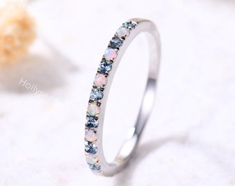 Anello Vittoriano In Argento 925 Con Opale E Alessandrite Simulata 6,5 Ct - Stile Antico