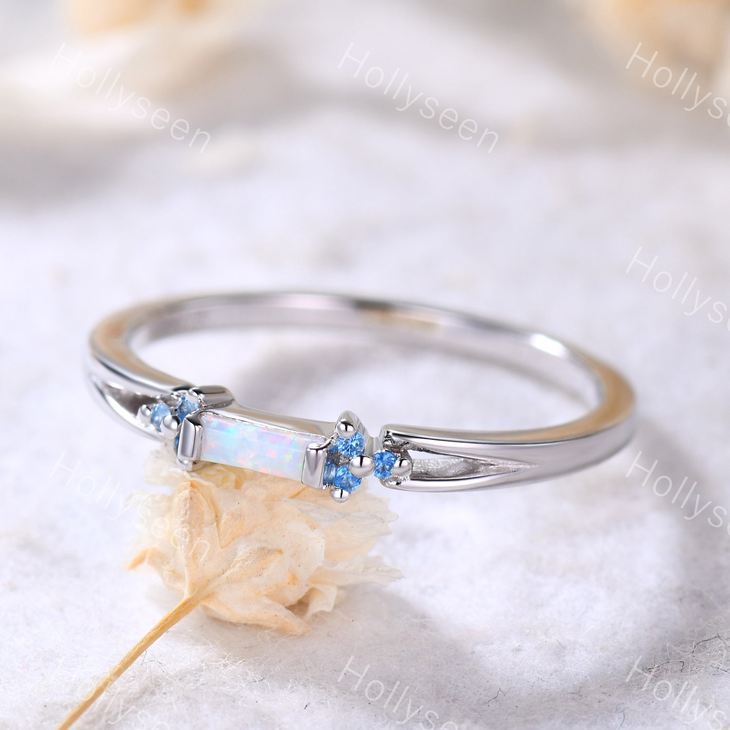 5 Ct Blue Fire Opal Ring Wedding Engagement Jewelry 14K White Gold Plated Gift 5 Ct Blue Fire Opal Ring Wedding Engagement Jewelry 14K White Gold Plated Gift