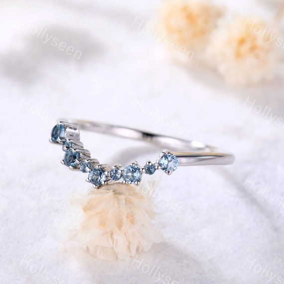 Blue topaz band white gold cheap