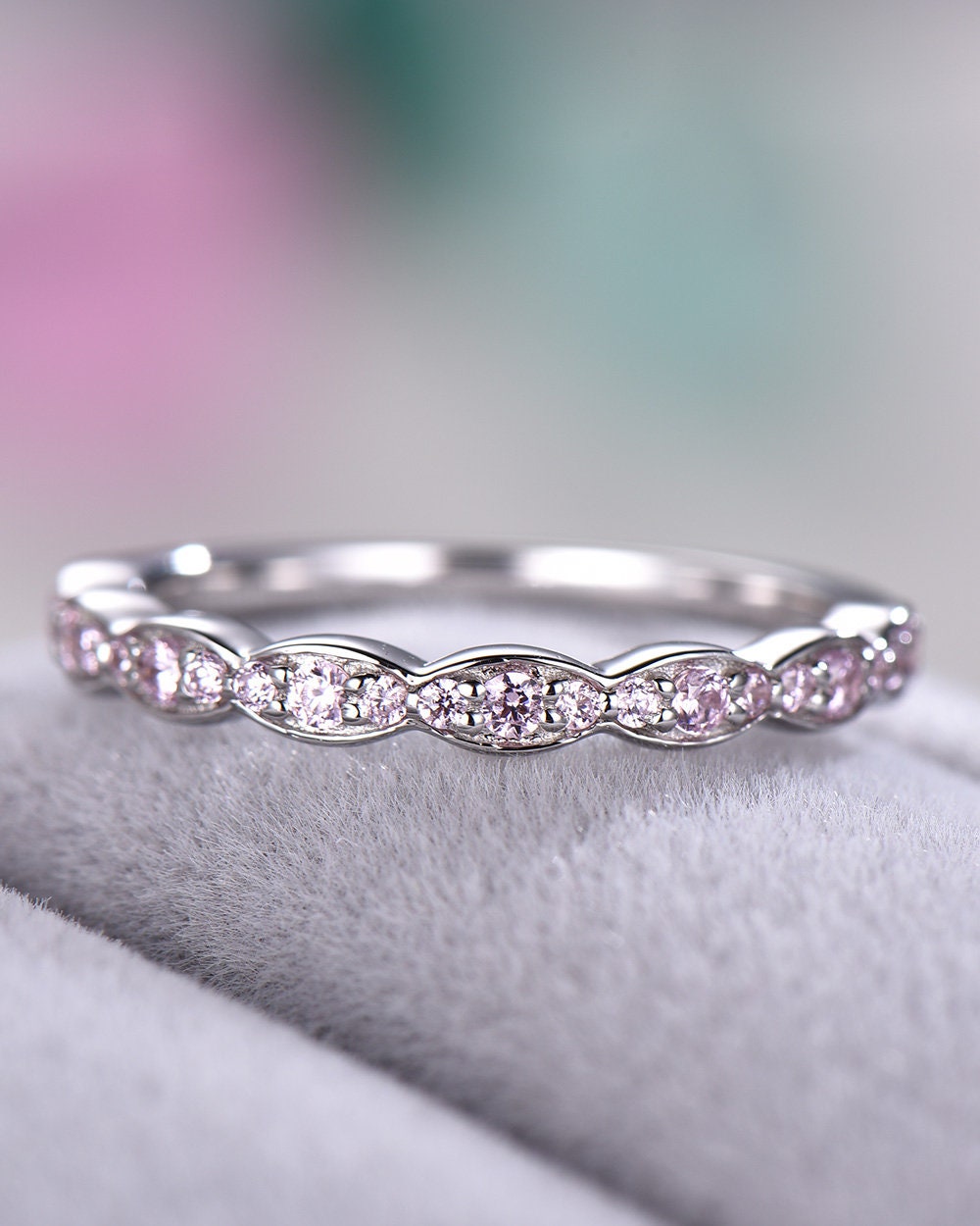 Anillo De Compromiso Boda Plata Esterlina /& Aguamarina CZ Anillo de la eternidad