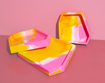 Storage Trays | Marbled Jesmonite