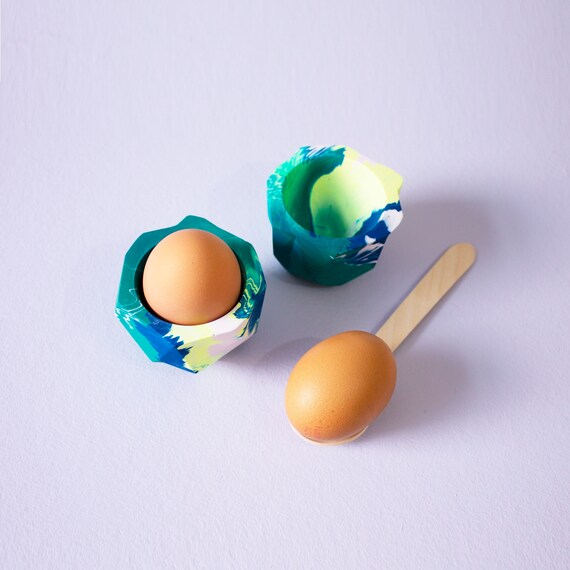 Colourful Egg Cups, Marbled in Jesmonite