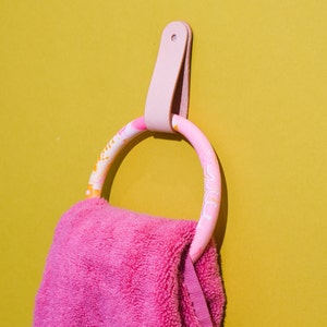 Jesmonite Towel Ring with leather strap image 2