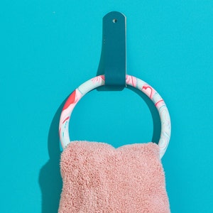 Jesmonite Towel Ring with leather strap image 6