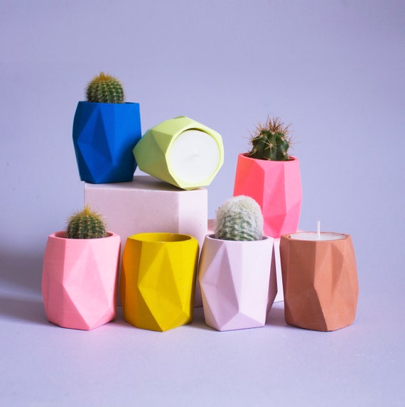 Small Colour Block Jesmonite Plant Pots