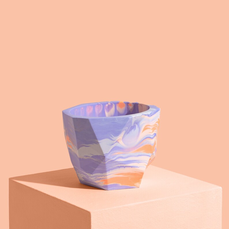 Large Indoor Plant Pot Marbled Jesmonite image 2