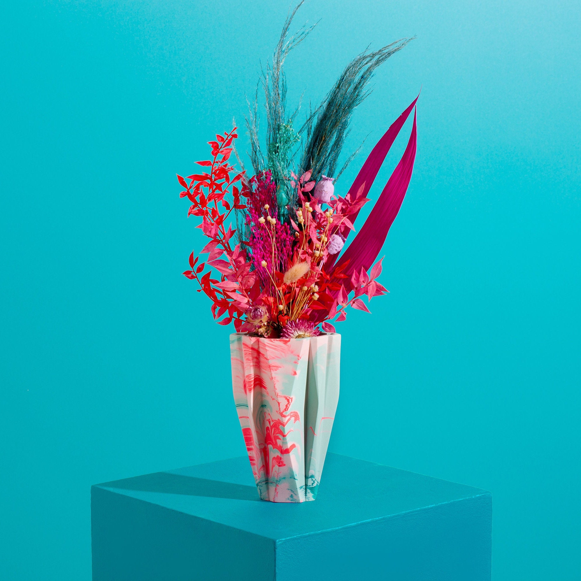 Marbled Deco Vase Dried Flowers Home Decor Housewarming Etsy