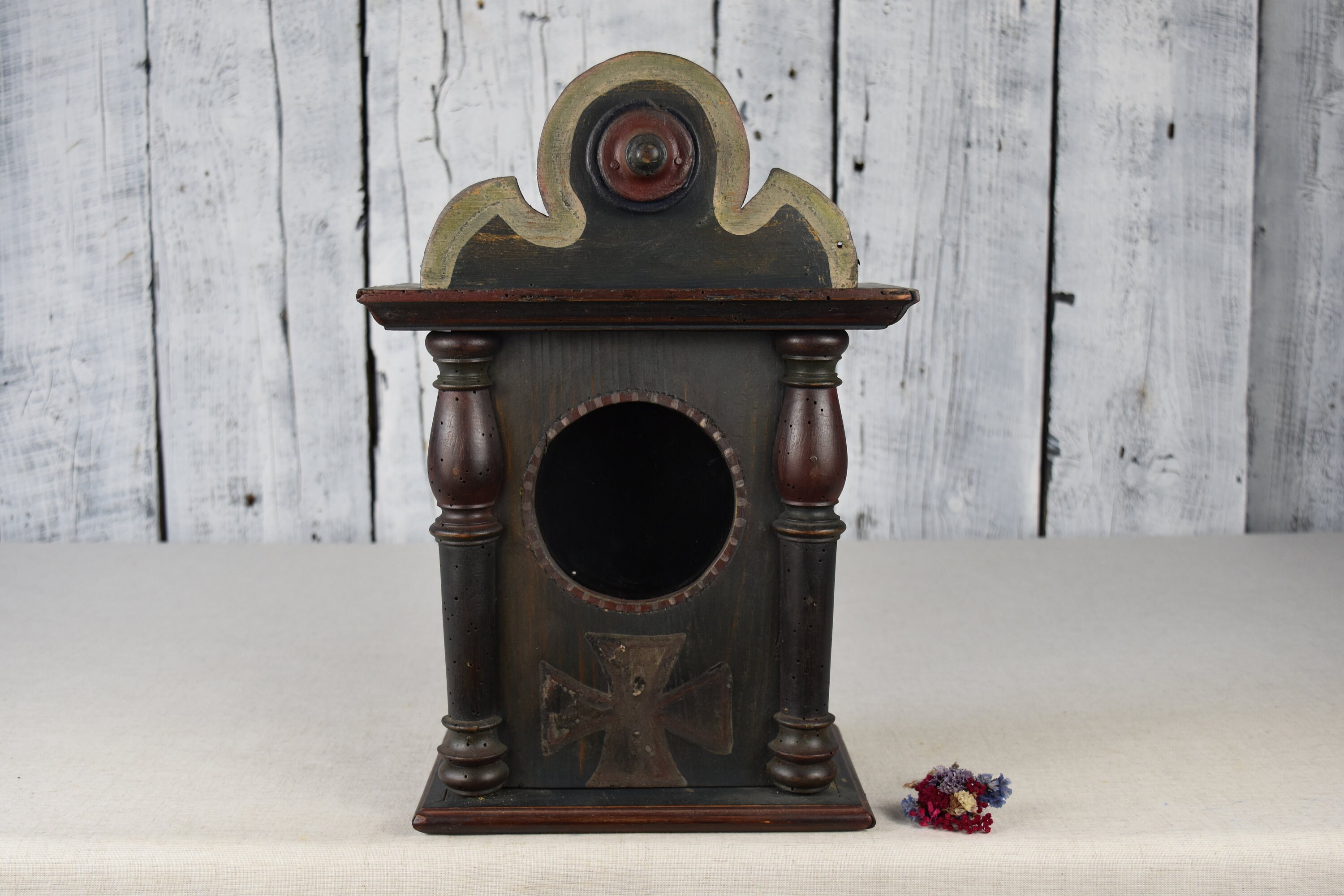 Vintage wooden stand for clock / Rustic box clock / Handmade Etsy