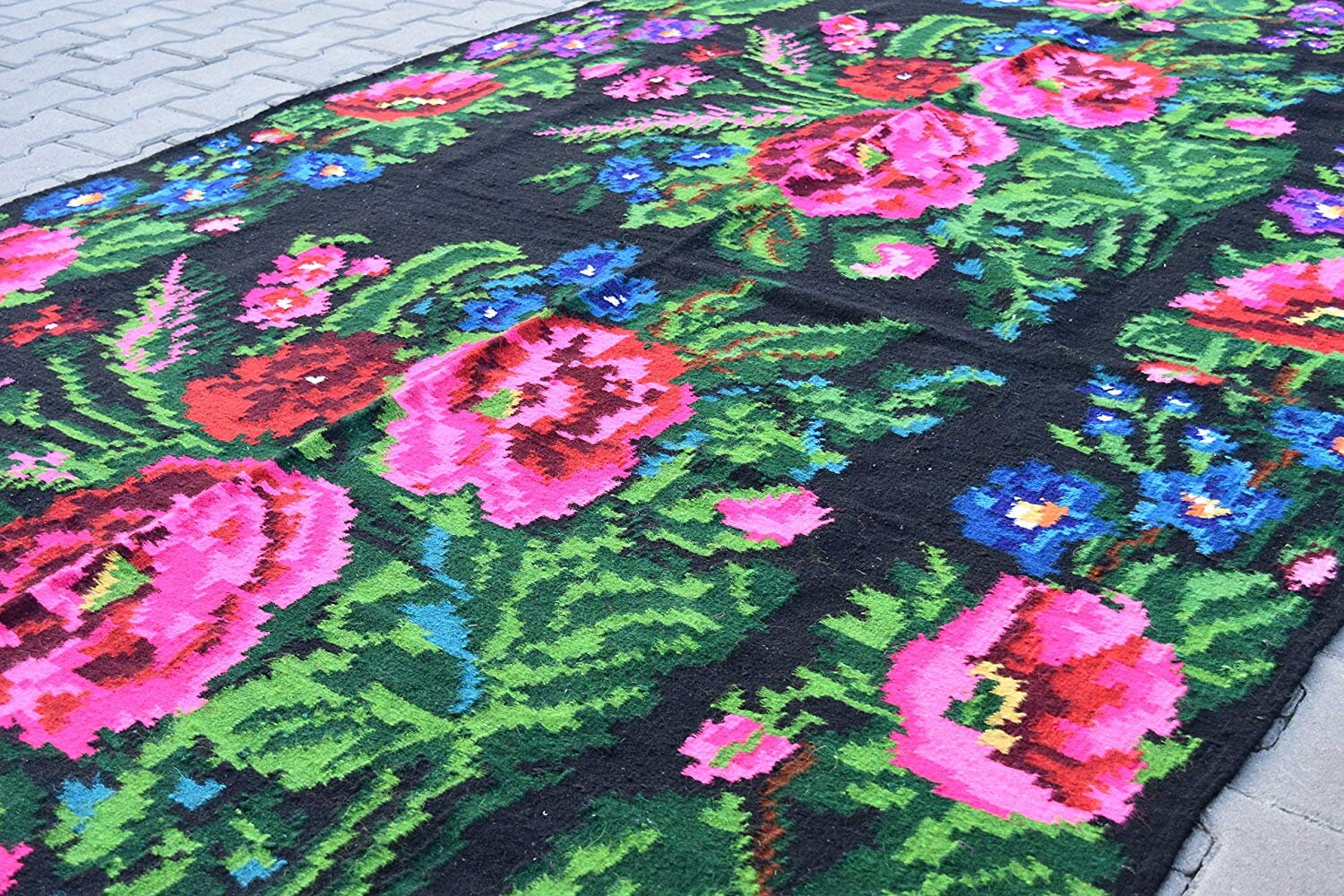 Antique Embroidered Carpet / Luxurious Floral Carpet / Vintage Etsy