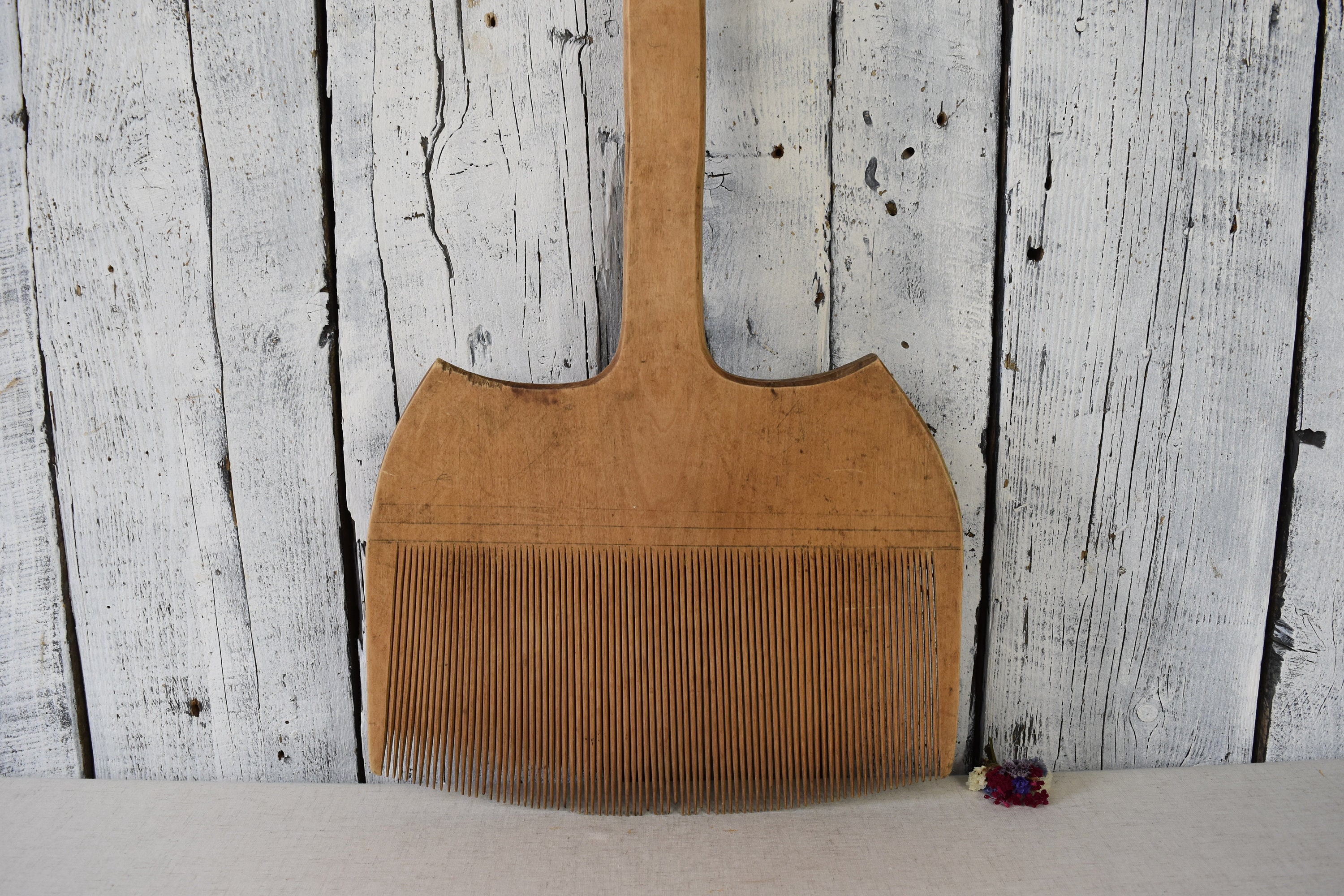 Vintage Wooden Wool Carding Comb Pair Stock Photo 1434819293