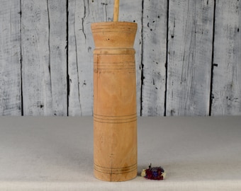 Vintage wooden butter churn / Old wooden bowl / Oil chopping device / Rustic wooden vessel / Home decor / Kitchen decor