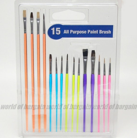 15 Pc PAINT BRUSHES Kids Paintbrush All Purpose Art Brush Oil