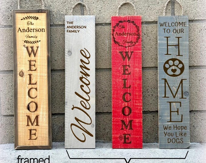 Personalized Wood Welcome Sign Engraved Family Name | Custom Rustic ...