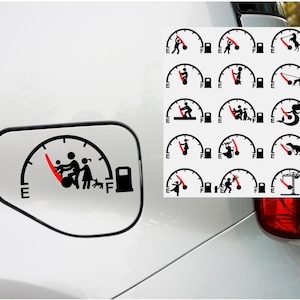 Funny Fuel Gauge Car Decal &quot;Fighting E&quot; Gas Cap Tank Door Stickers for Cars Trucks SUV Vehicle Vinyl Decals Great GIFT!