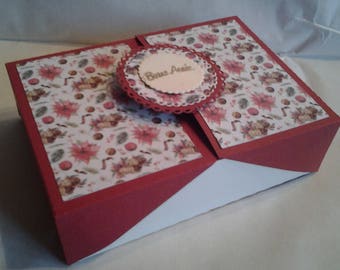 Box commensurate with the theme and color of the contents. Baptism, birth, Valentine's day wedding anniversary