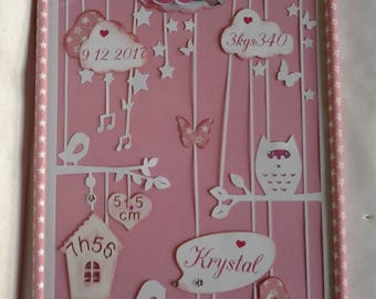 frame fully personalized birth, girl, but can be for a boy, weight, size, time, day... keepsake gift