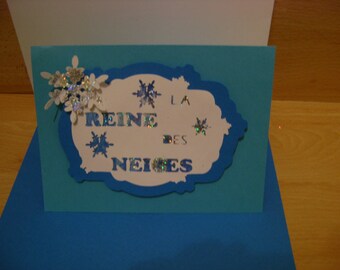 carte pop up la reine des neiges pour le plus grand bonheur des petites filles, flocon de neige à paillettes