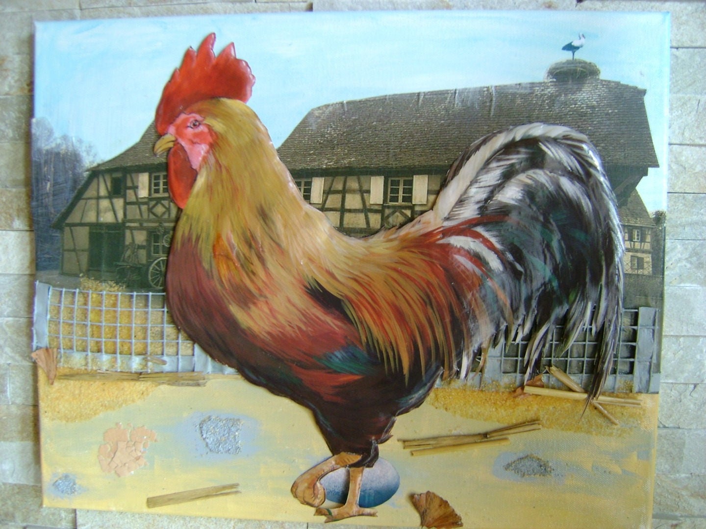 Coq en 3D Dans Une Ferme Alsacienne